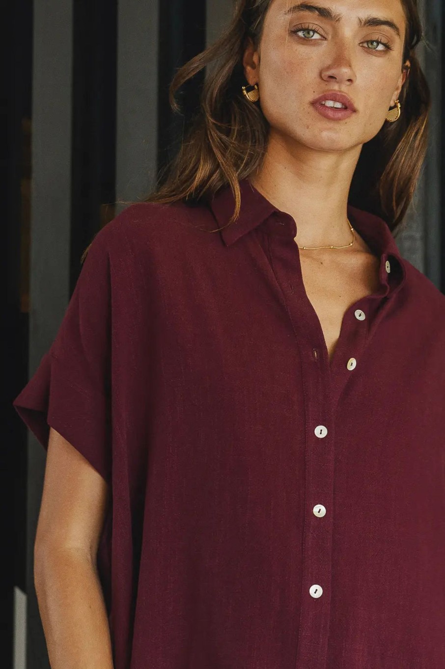 Clothing böhme | Caitlyn Button Up In Burgundy