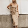 Clothing böhme | Micah Strapless Midi Dress In Khaki