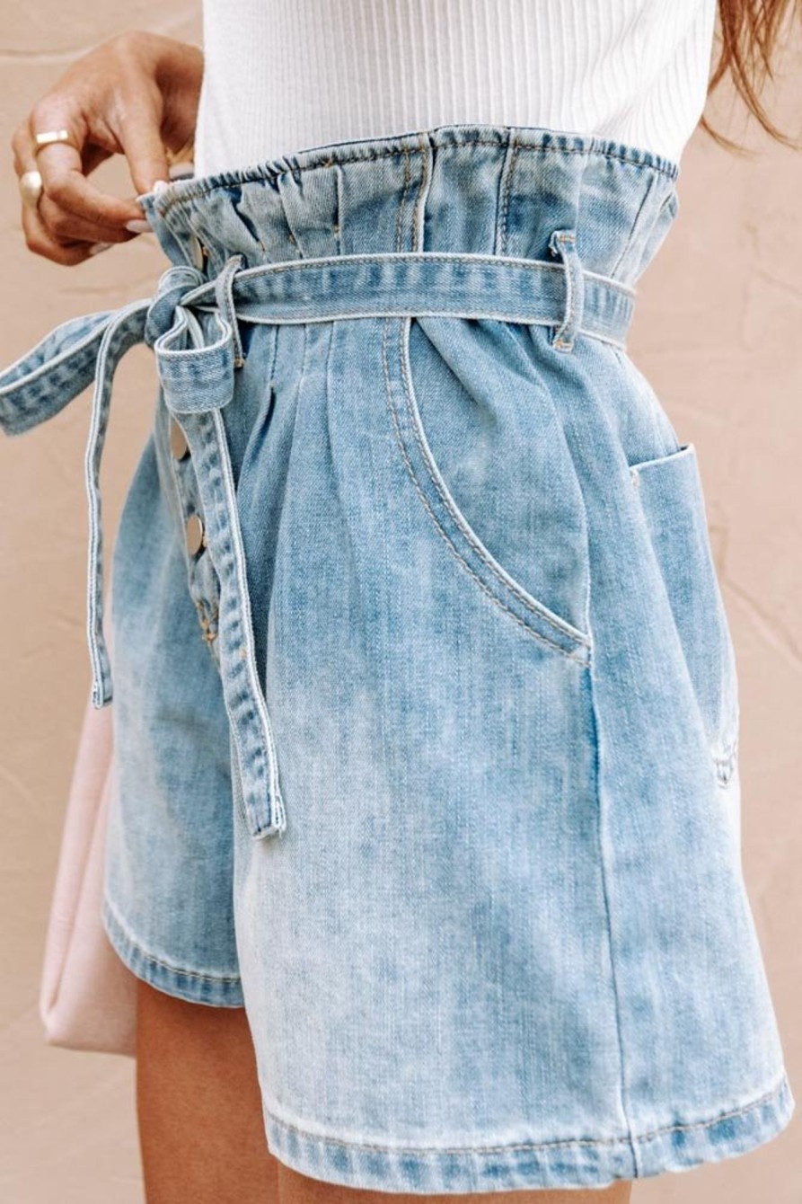 Clothing böhme | Dina Paper Bag Denim Shorts Light Wash