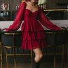 Clothing böhme | Kristina Tiered Shimmer Dress Burgundy