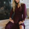 Clothing böhme | Willa Sleeved Ruffle Dress In Burgundy