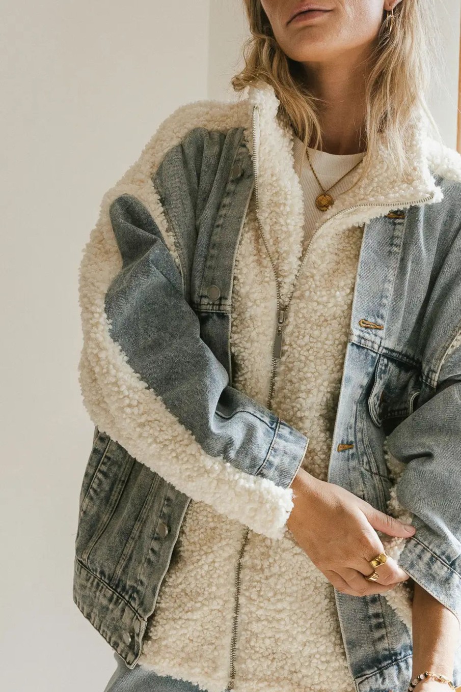 Clothing böhme | Blanknyc Denim Sherpa Jacket Light Wash