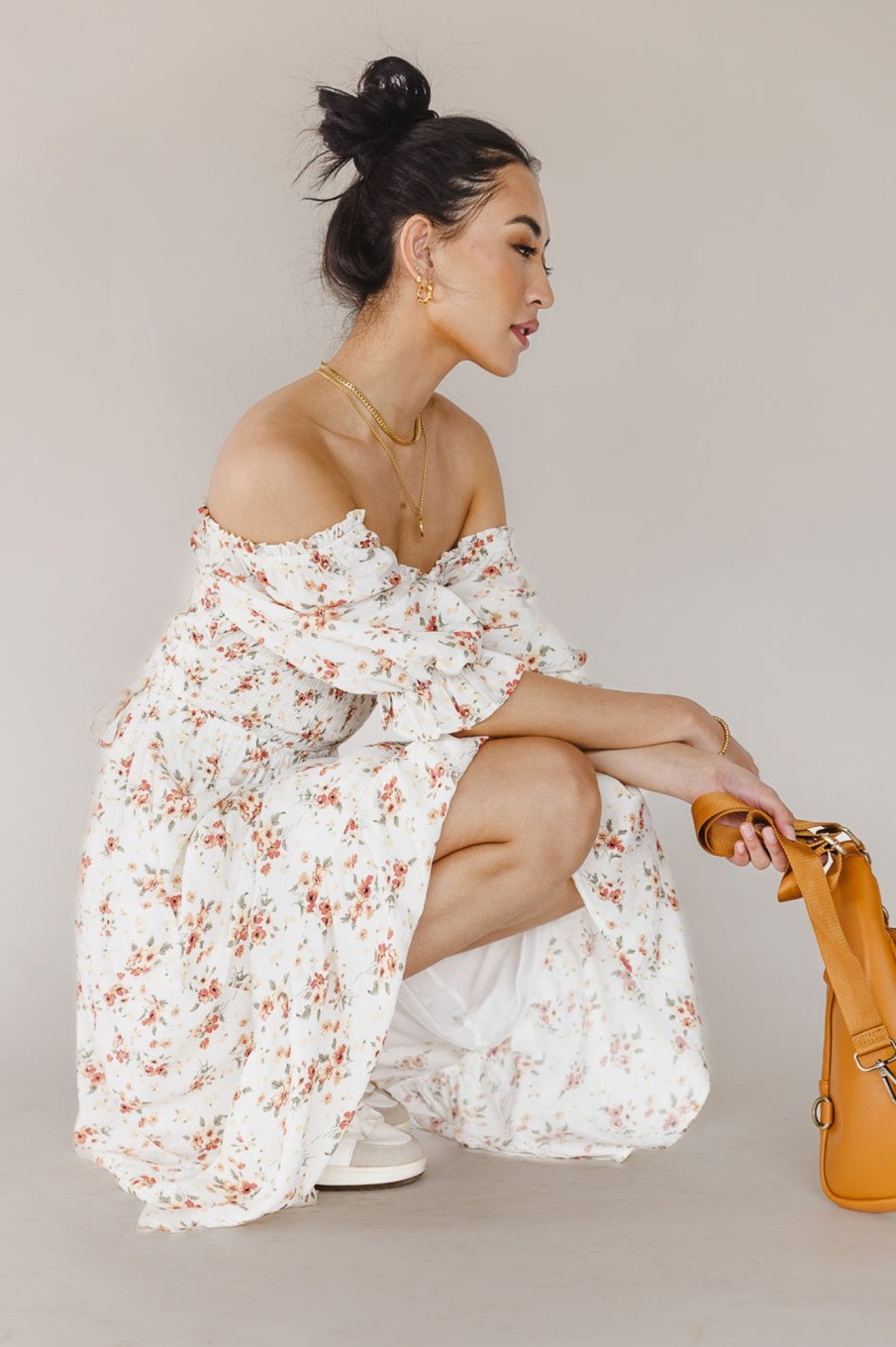 Clothing böhme | Rhett Floral Midi Dress Ivory