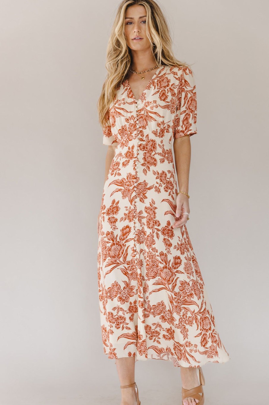 Clothing böhme | Lia Floral Midi Dress In Rust