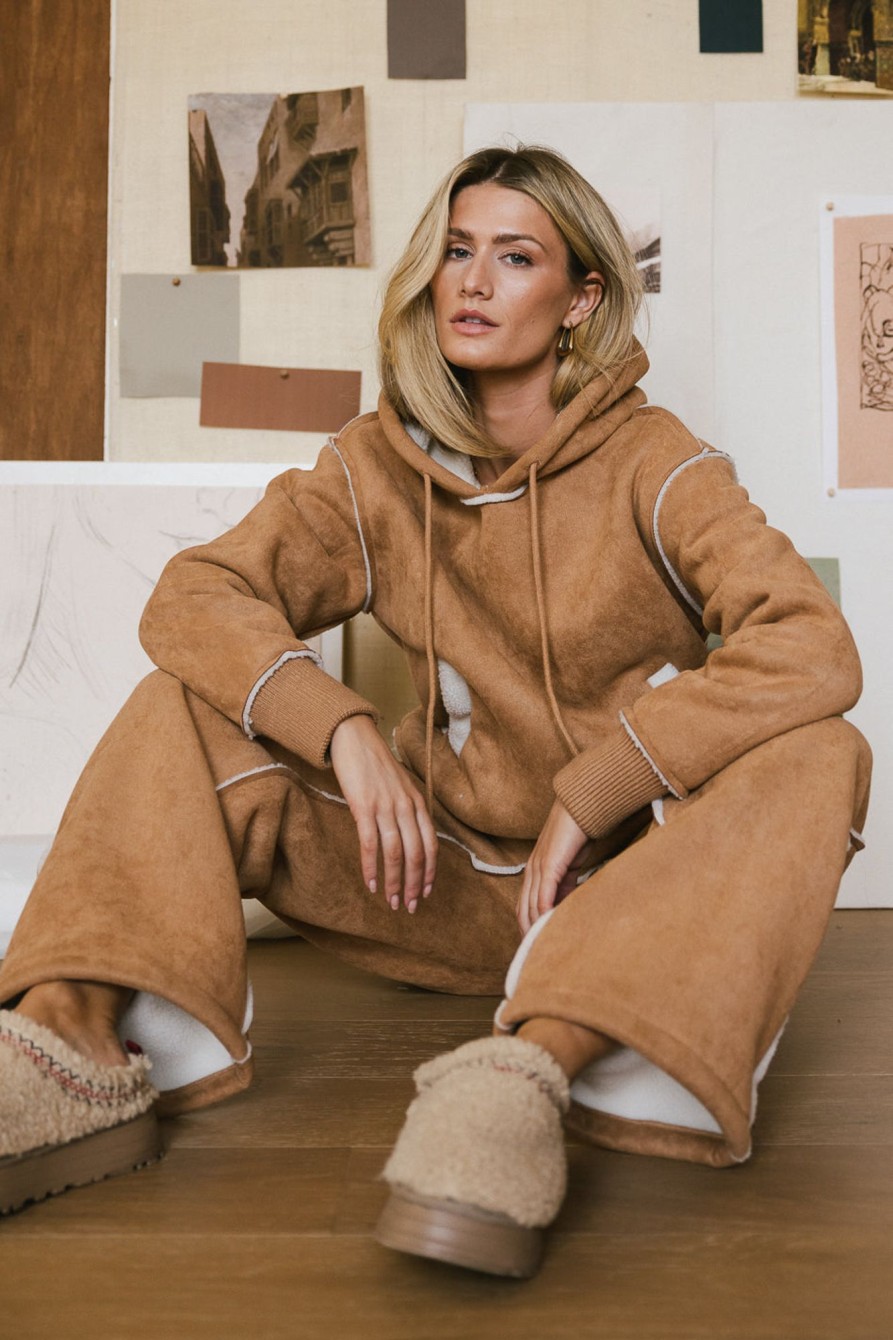 Clothing böhme | Mattie Faux Shearling Hoodie In Camel