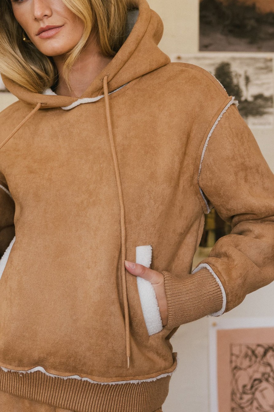 Clothing böhme | Mattie Faux Shearling Hoodie In Camel