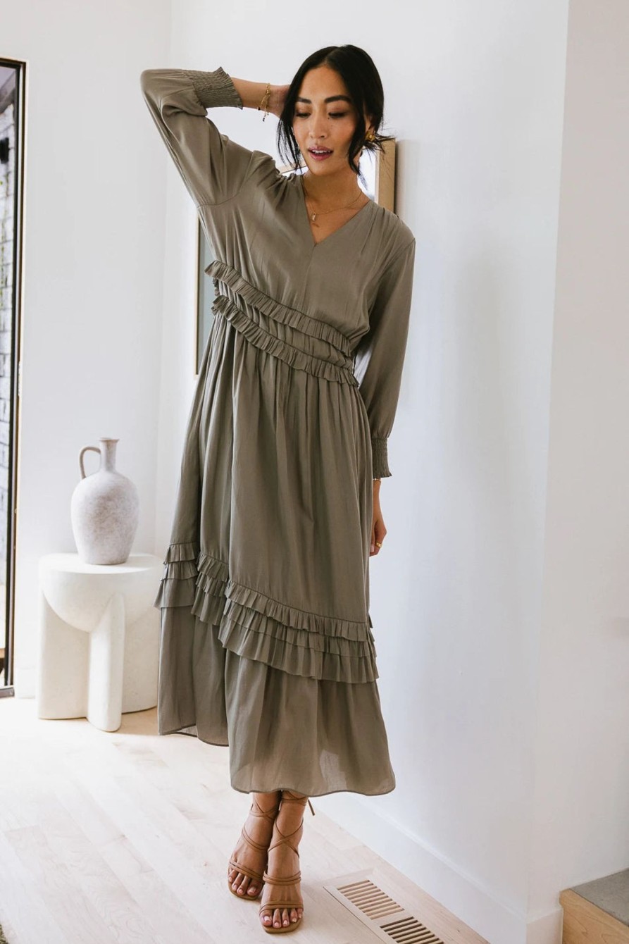 Clothing böhme | Willa Sleeved Ruffle Dress In Sage