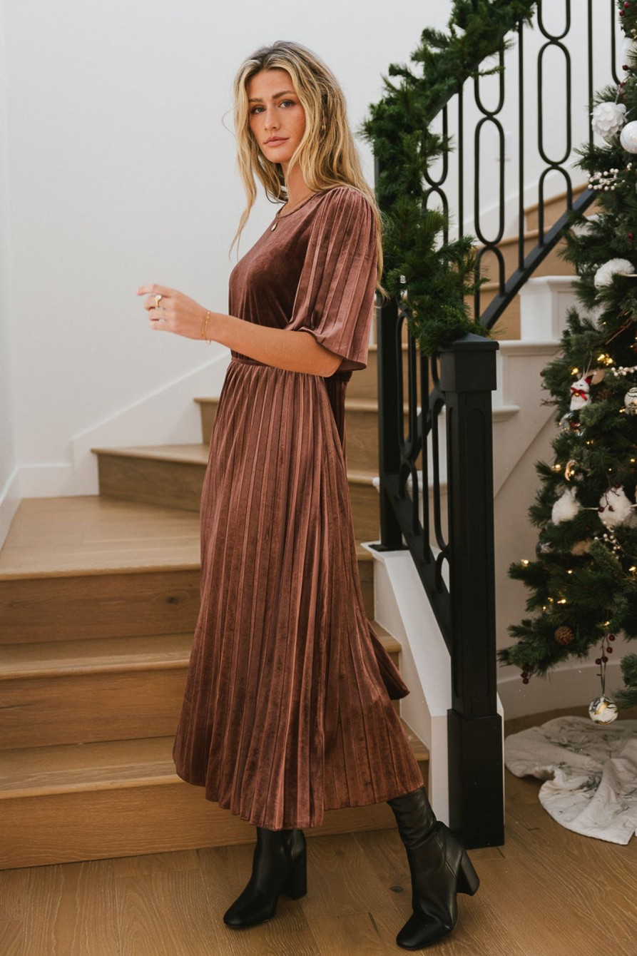 Clothing böhme | Evie Velvet Midi Dress In Mauve