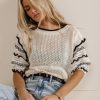 Clothing böhme | Paislee Knit Sweater Top Cream