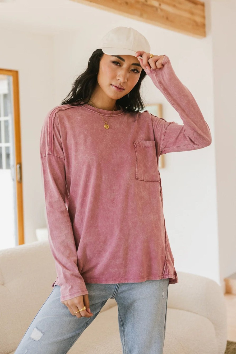 Clothing böhme | Washed Oversized Knit Top In Mauve