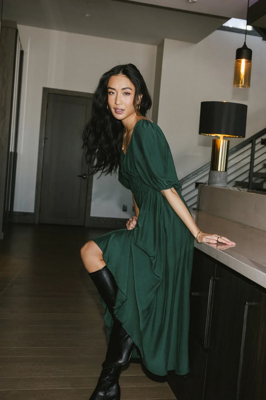 Clothing böhme | Addison Puff Sleeve Dress In Green