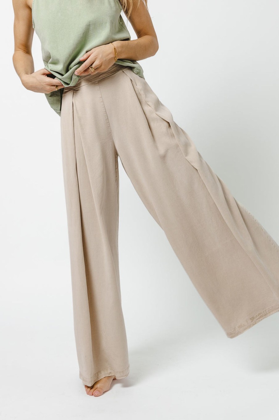 Clothing böhme | Katie Wide Leg Tencel Pants In Taupe