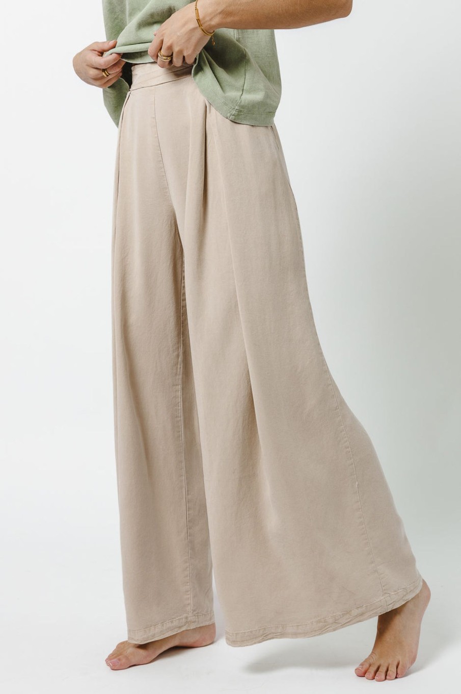 Clothing böhme | Katie Wide Leg Tencel Pants In Taupe