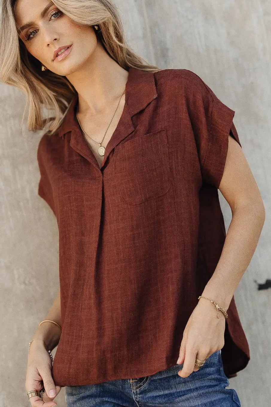 Clothing böhme | Kylar Collared Top In Burgundy