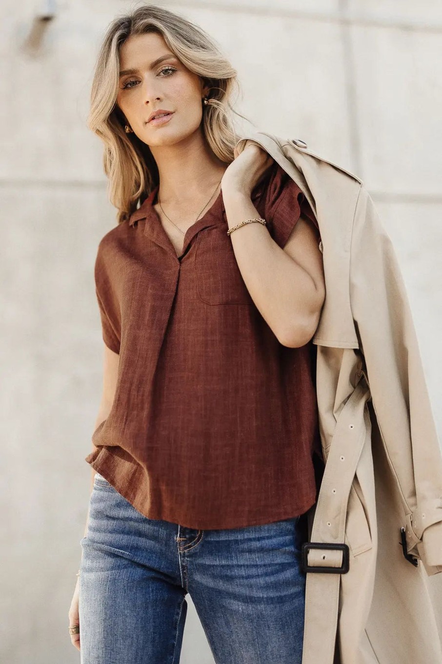 Clothing böhme | Kylar Collared Top In Burgundy