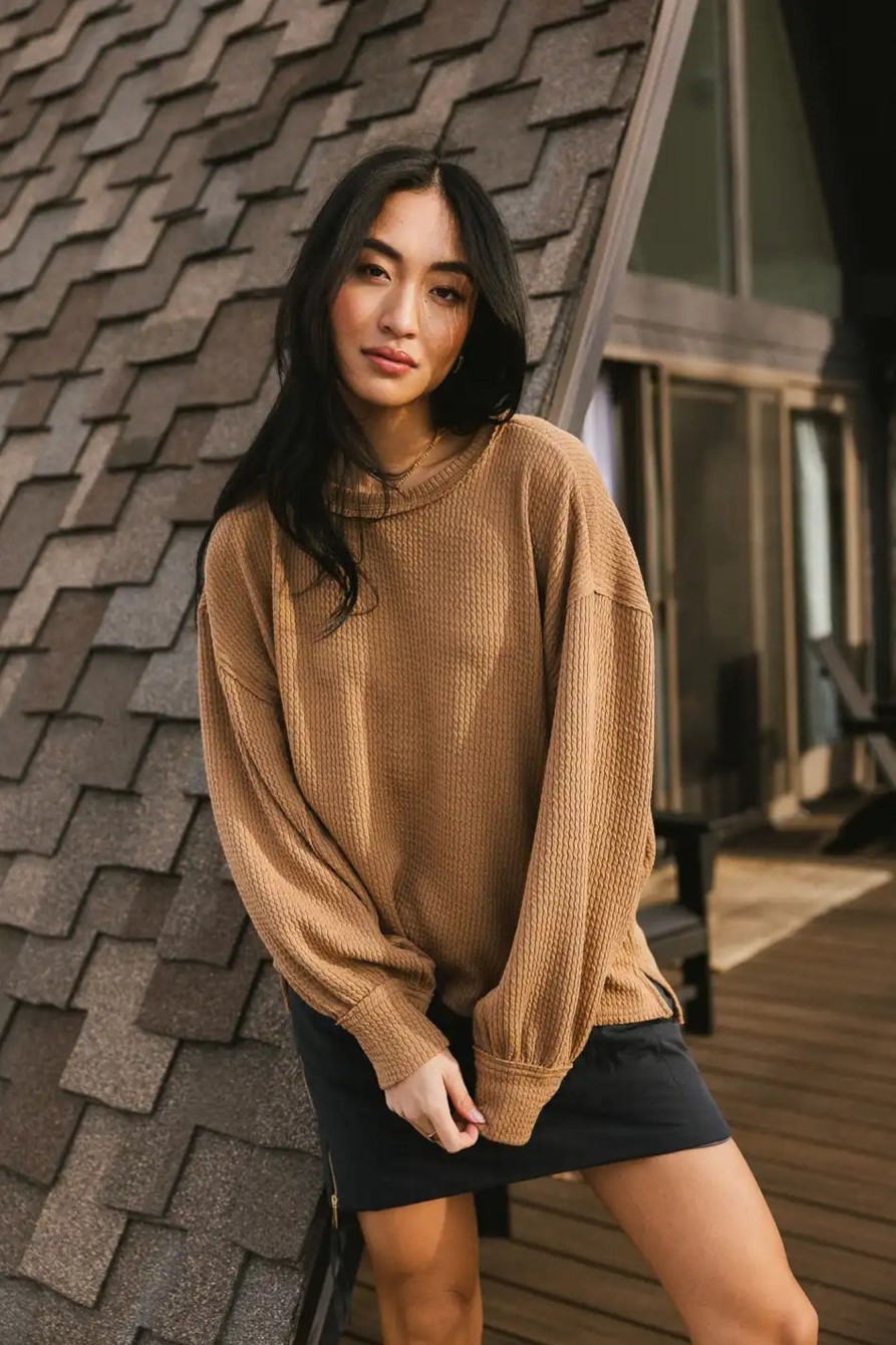 Clothing böhme | Delaney Ribbed Knit Top In Brown