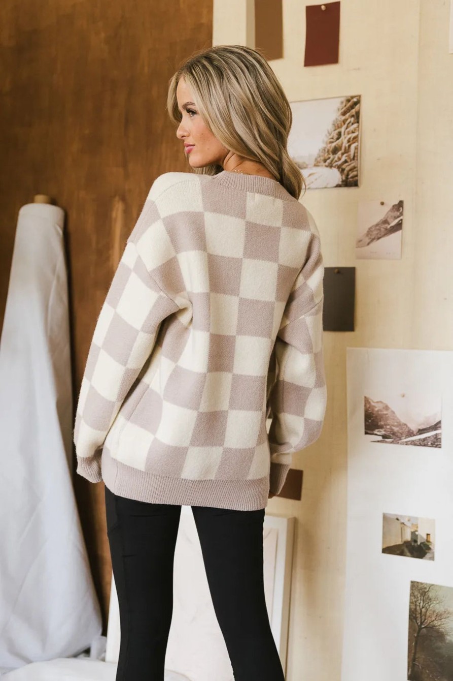 Clothing böhme | Angela Checkered Sweater In Mauve