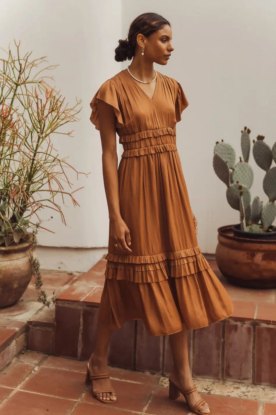 Clothing böhme | Willa Ruffle Dress In Camel