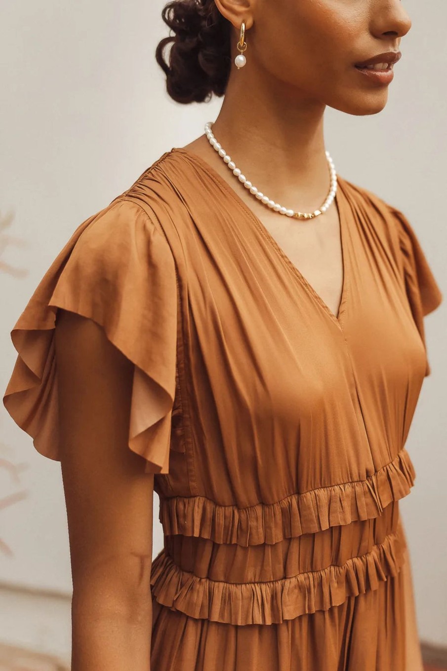 Clothing böhme | Willa Ruffle Dress In Camel