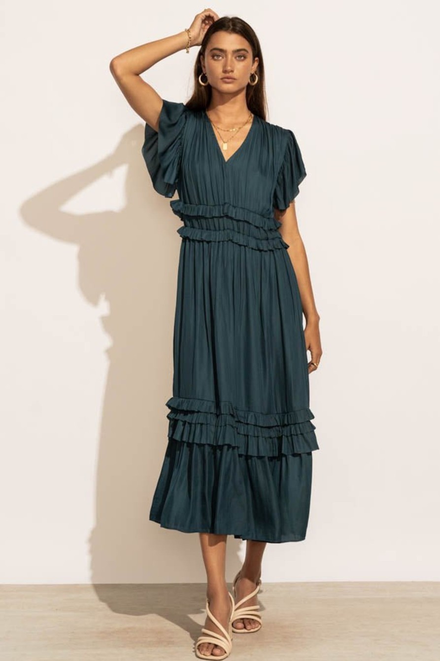 Clothing böhme | Willa Ruffle Dress In Teal