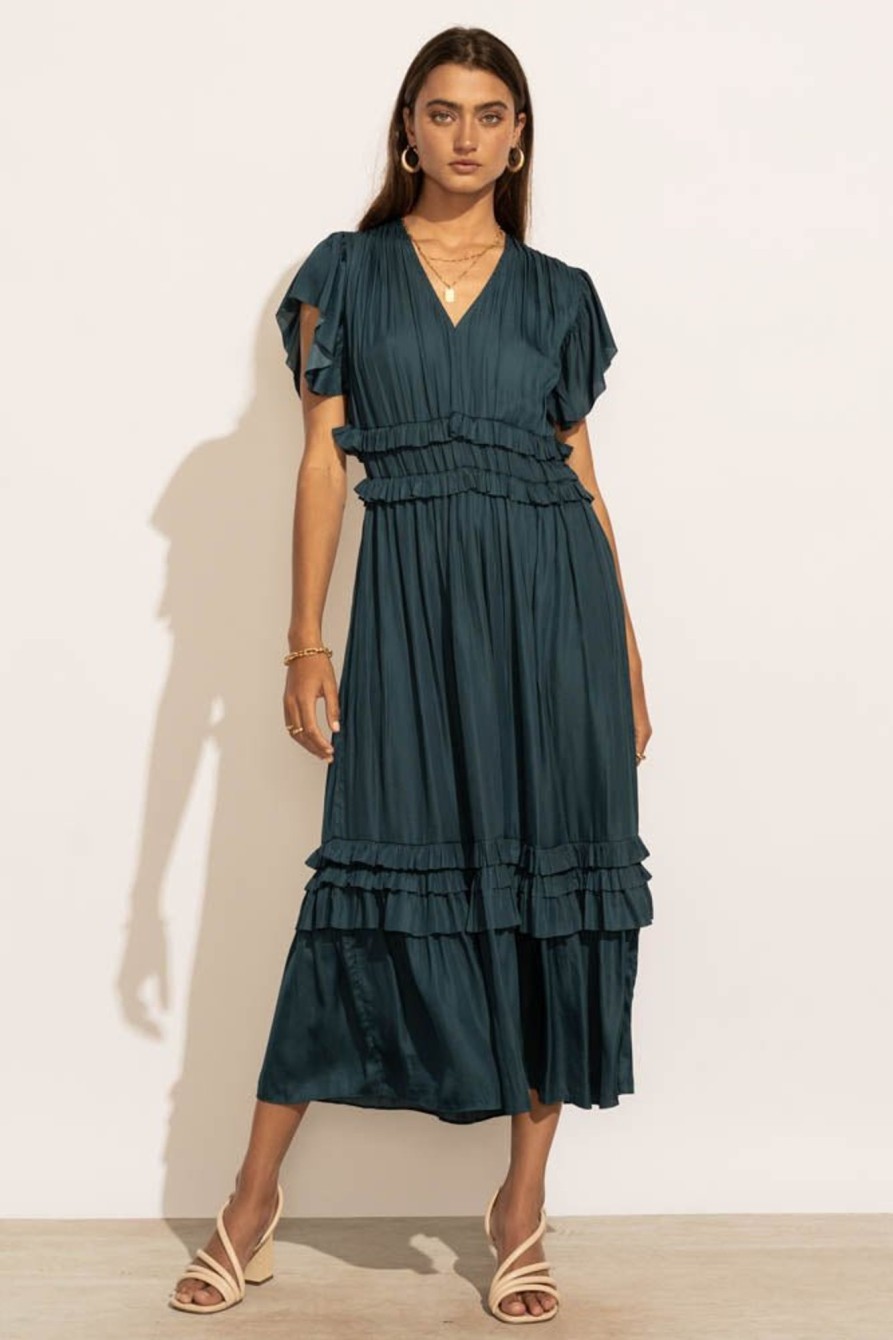 Clothing böhme | Willa Ruffle Dress In Teal