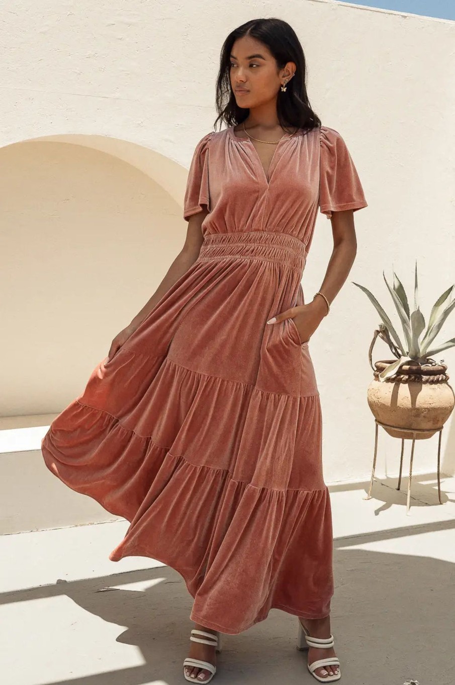 Clothing böhme | Marlowe Velvet Dress In Blush