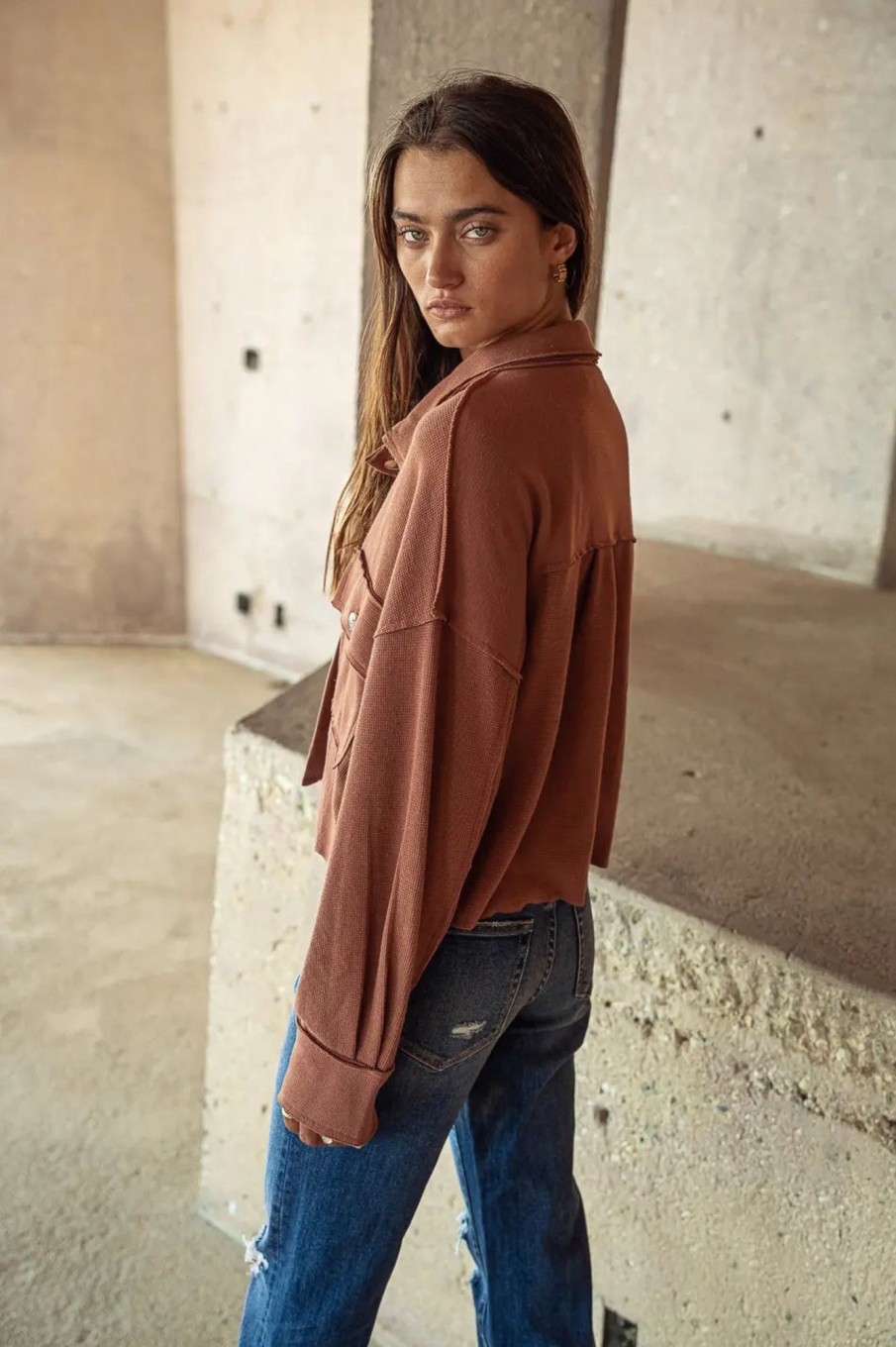 Clothing böhme | Cropped Waffle Knit Top In Rust