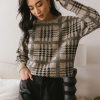 Clothing böhme | Raelynn Plaid Sweater Oatmeal