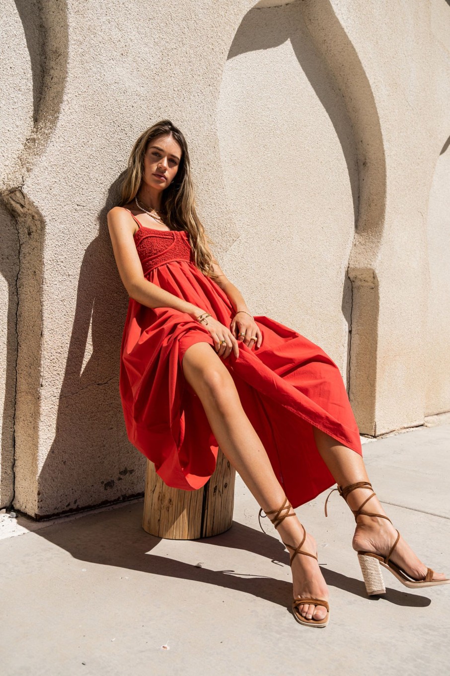 Clothing böhme | Sabine Midi Dress In Red