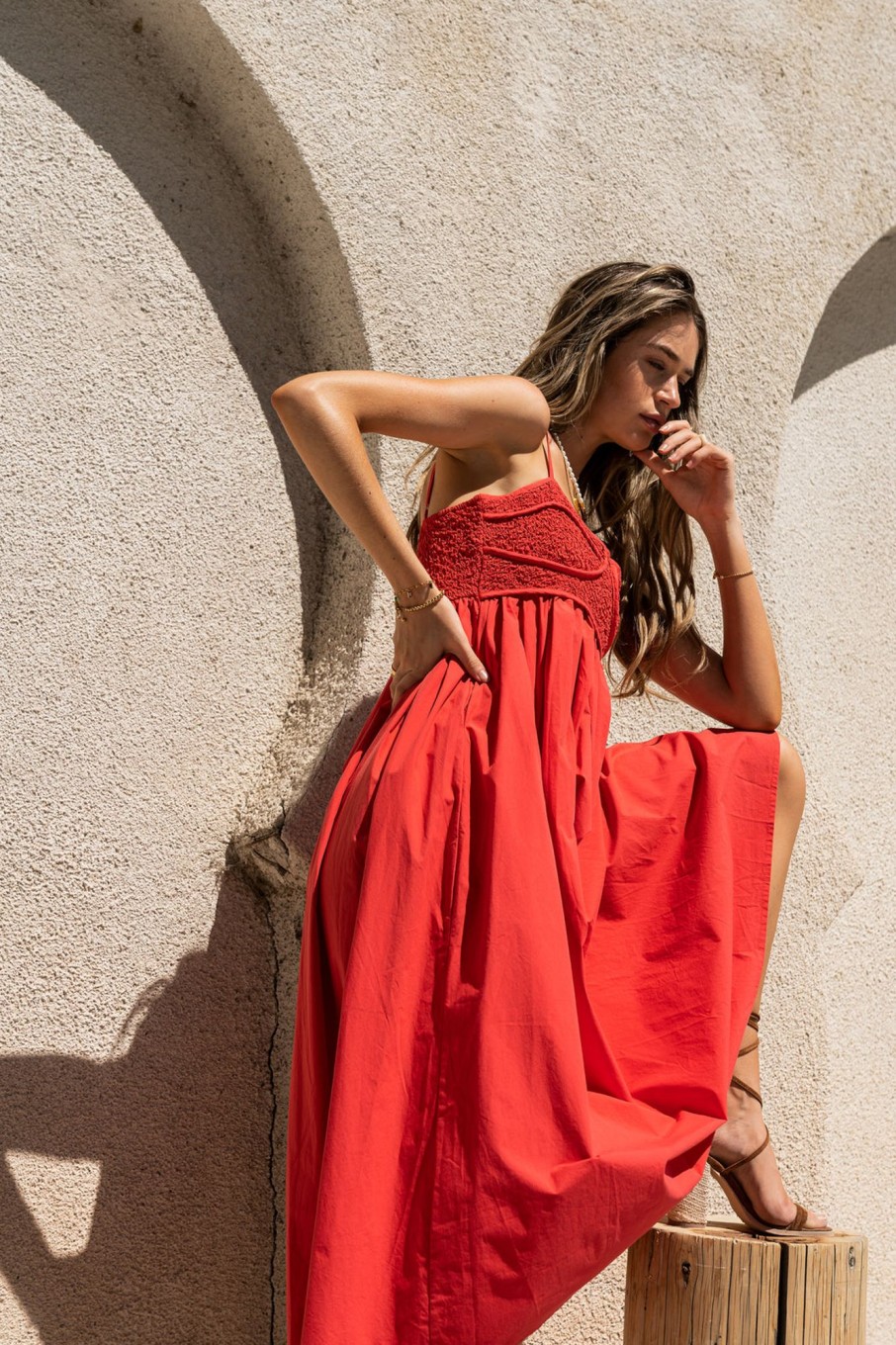 Clothing böhme | Sabine Midi Dress In Red