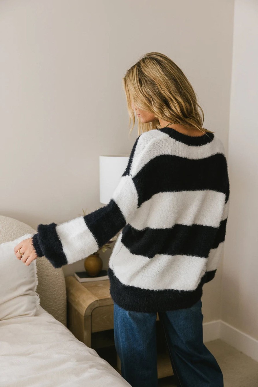 Clothing böhme | Elsa Striped Fuzzy Sweater Navy