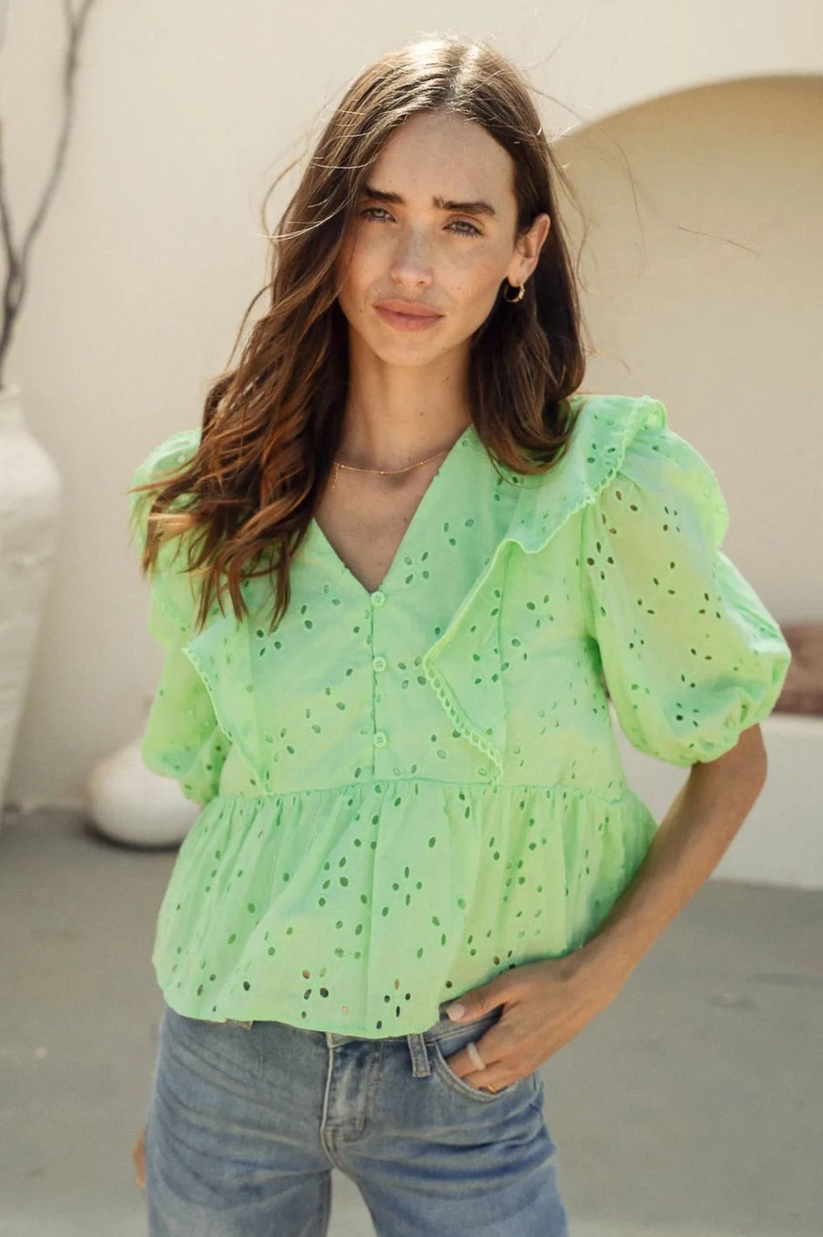 Clothing böhme | Adina Eyelet Lace Top Mint