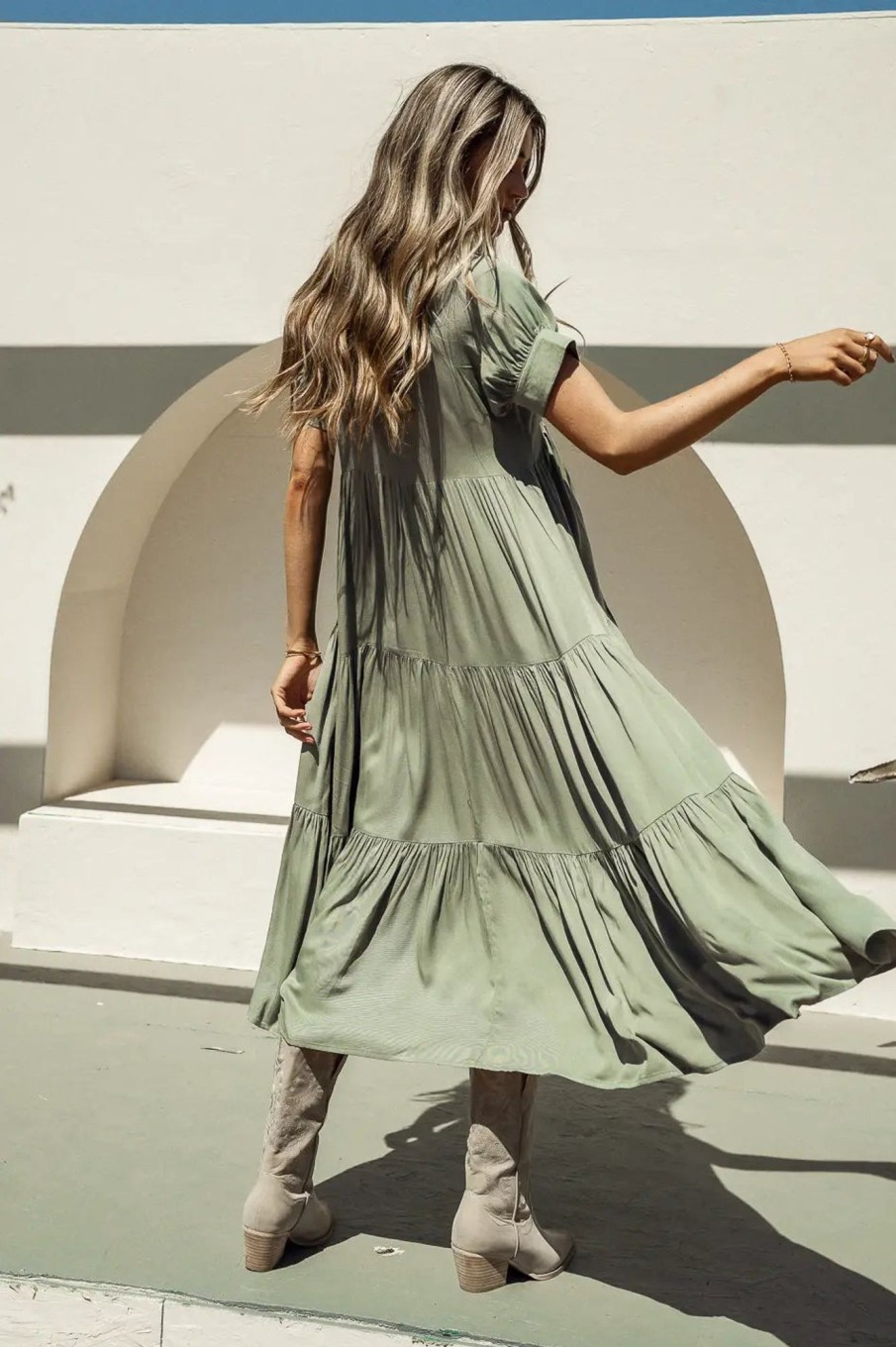 Clothing böhme | Amanda Tiered Dress In Sage