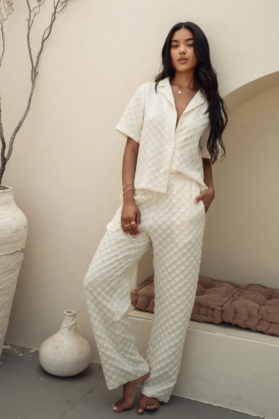 Clothing böhme | Kimberly Checkered Pants Oatmeal