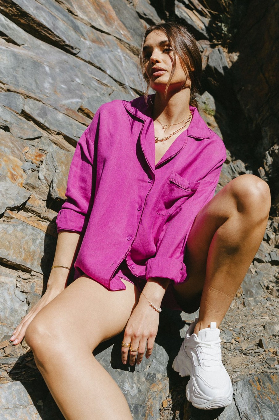 Clothing böhme | Jasmine Button Up In Magenta