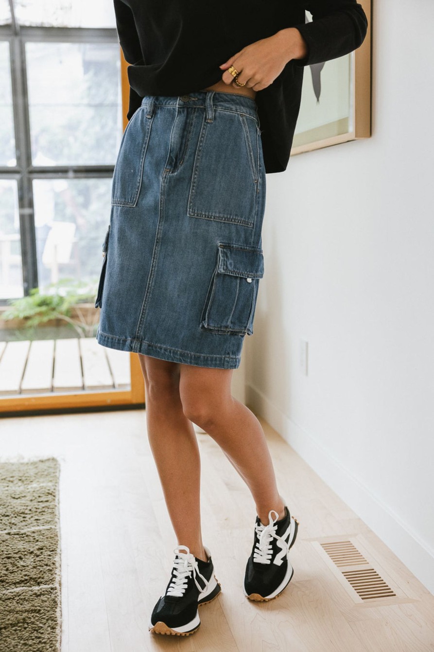 Clothing böhme | Akari Denim Cargo Skirt Medium Wash