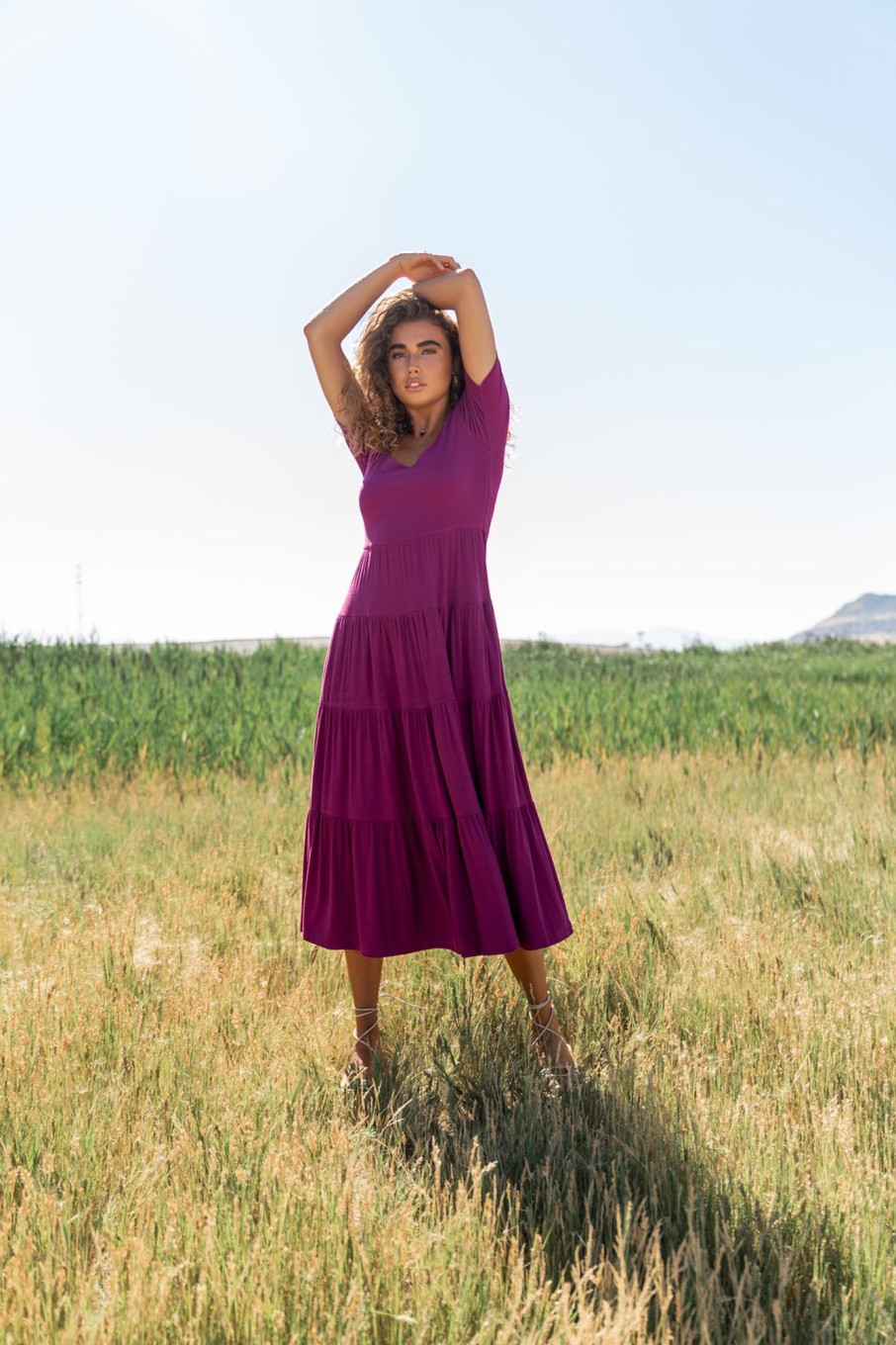 Clothing böhme | Mckayla Tiered Dress In Magenta