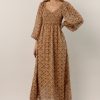 Clothing böhme | Averie Floral Midi Dress In Camel