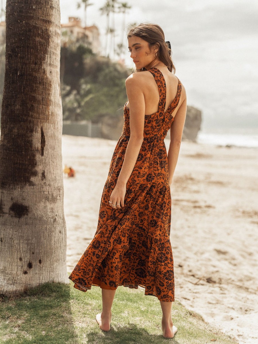 Clothing böhme | Vida Floral Dress Orange