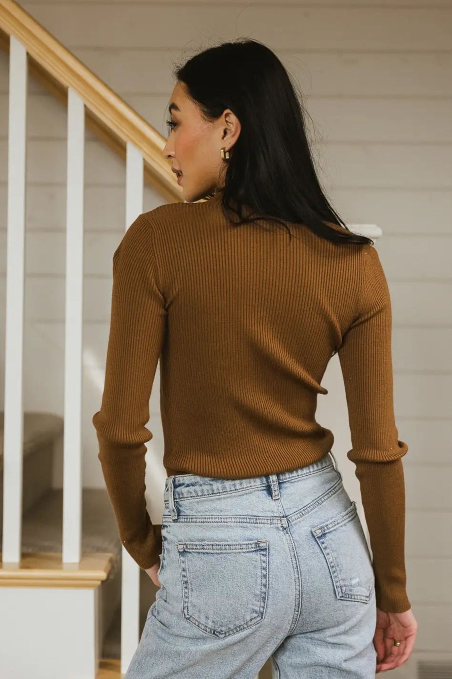 Clothing böhme | Caroline Mock Neck Sweater In Brown