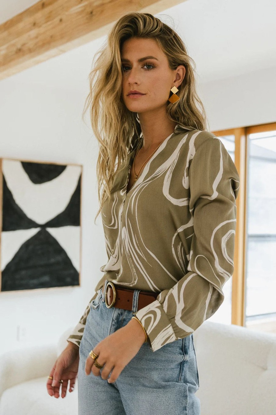 Clothing böhme | Gigi Abstract Blouse Olive