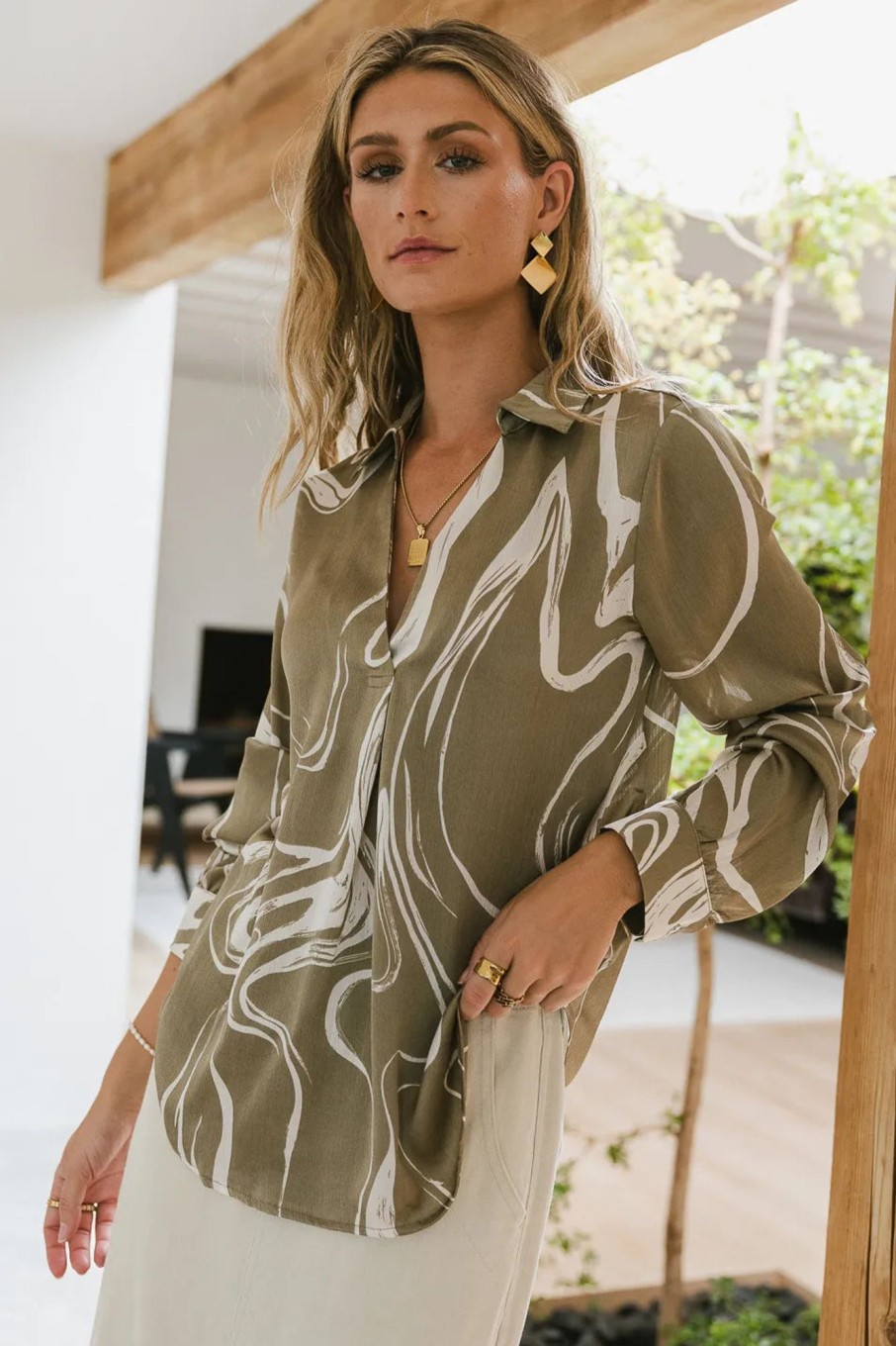 Clothing böhme | Gigi Abstract Blouse Olive