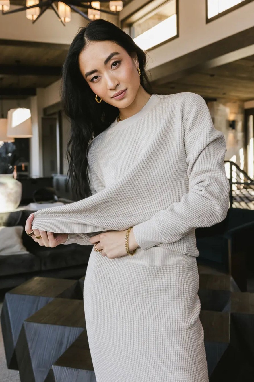 Clothing böhme | Noelle Waffle Knit Sweater In Taupe