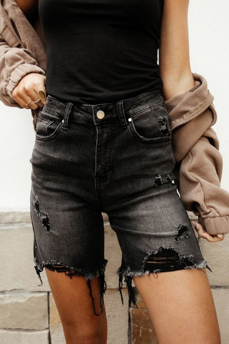 Clothing böhme | Sherra Distressed Shorts Black