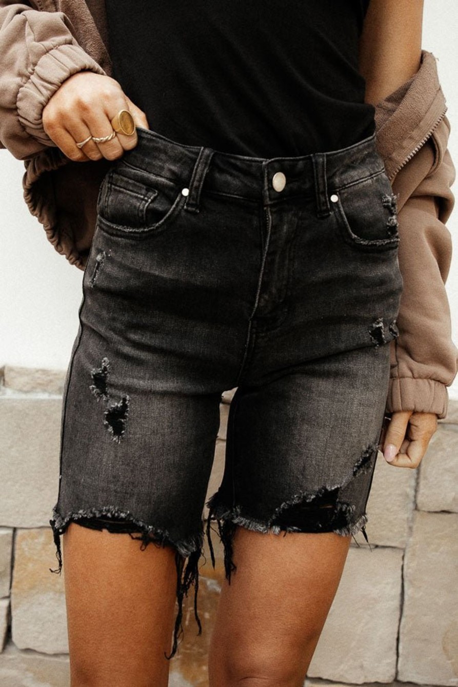 Clothing böhme | Sherra Distressed Shorts Black