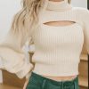 Clothing böhme | Cut Out Turtleneck Sweater In Cream