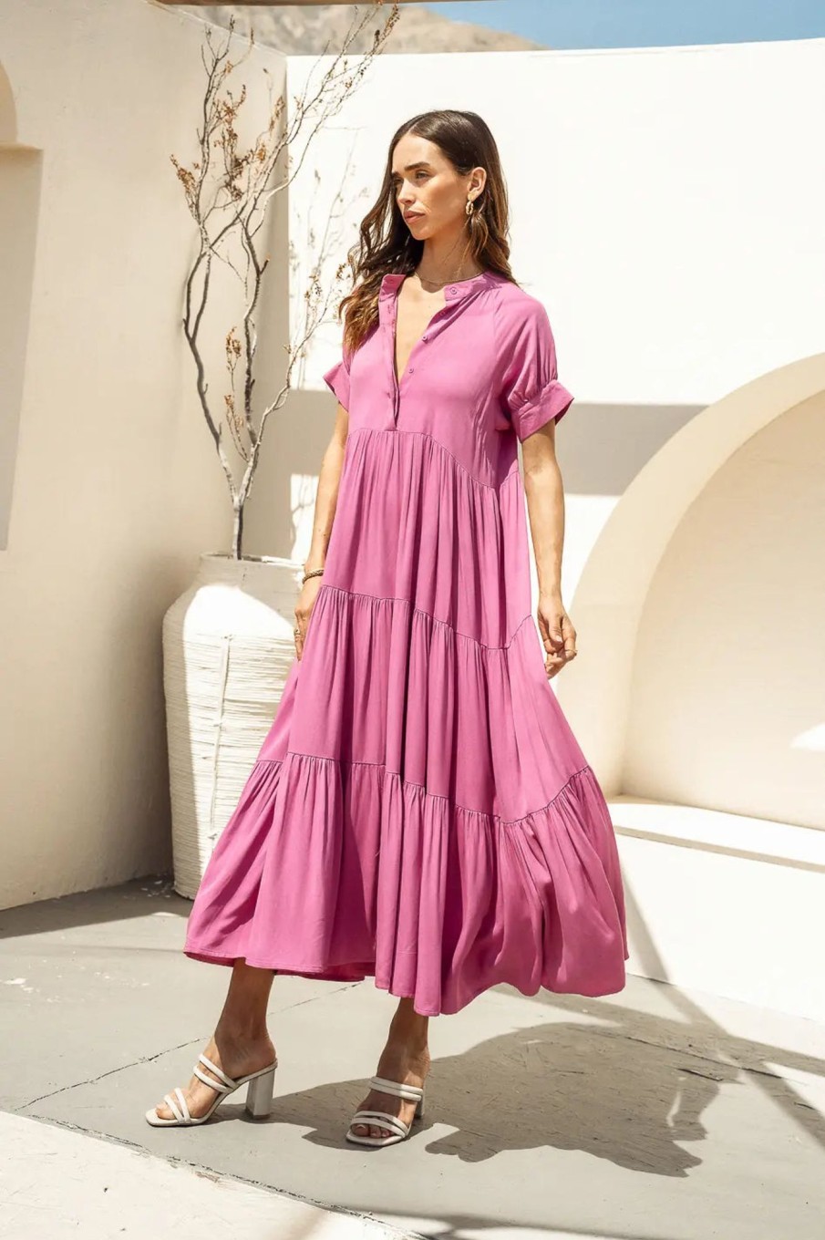 Clothing böhme | Amanda Tiered Dress In Orchid