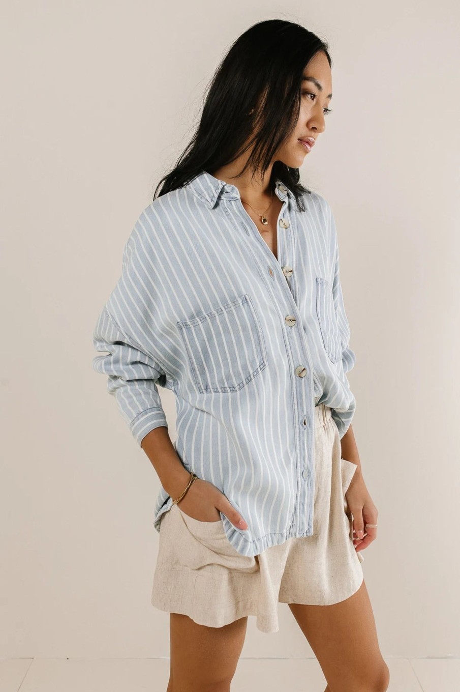 Clothing böhme | Brynn Striped Shacket Blue