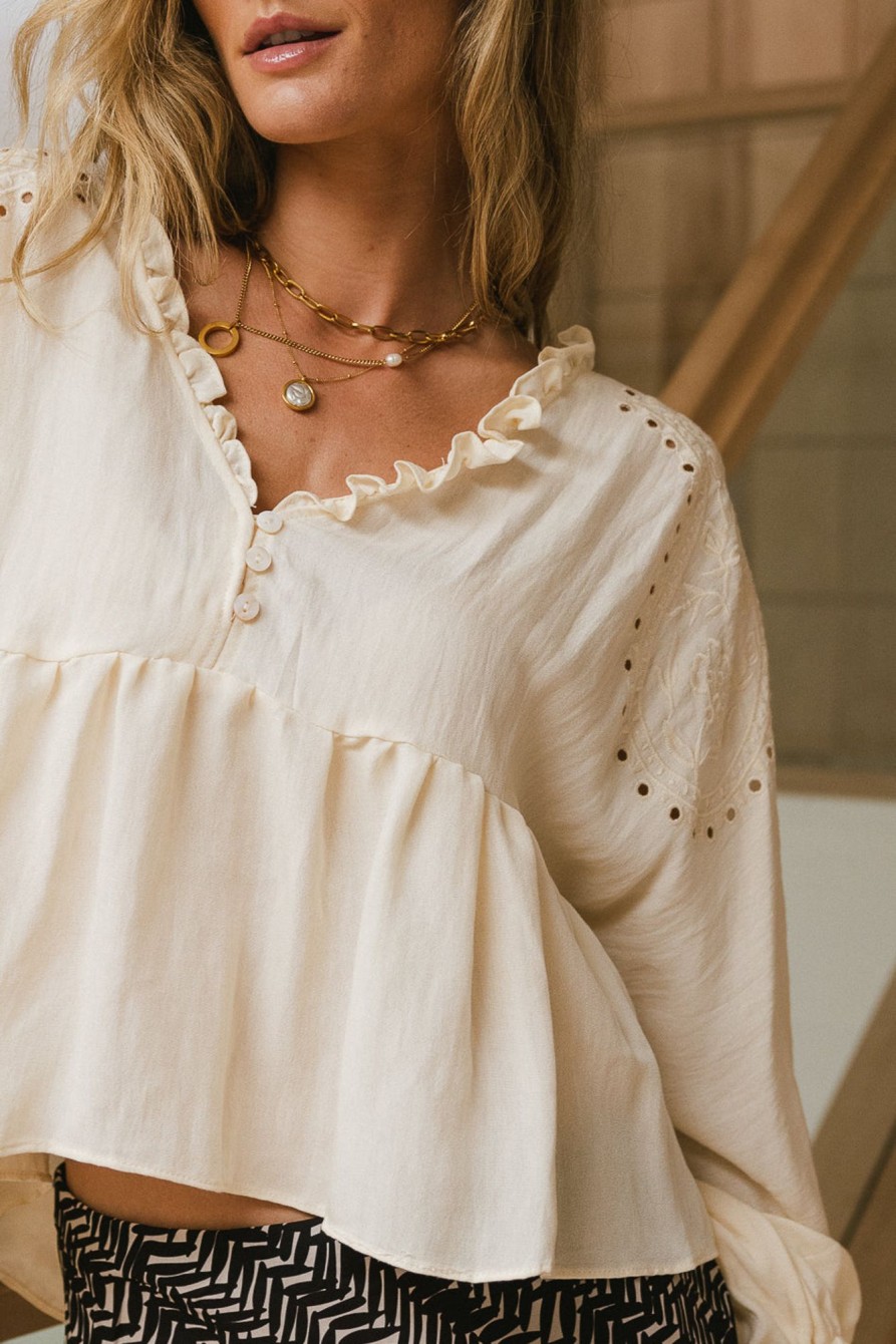 Clothing böhme | Embroidered Babydoll Blouse Ivory