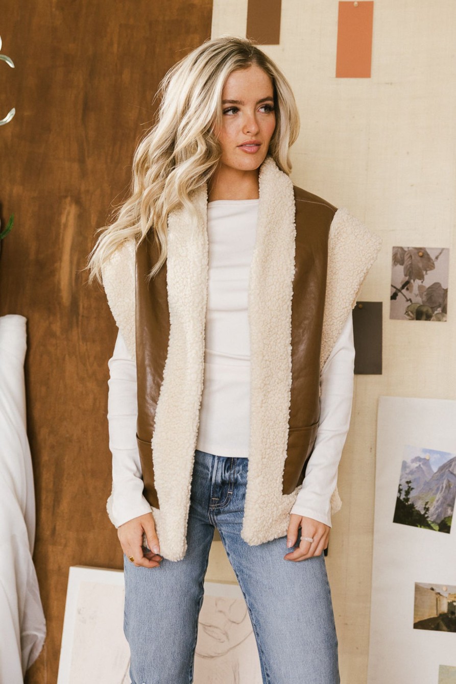 Clothing böhme | Last Night Sherpa Lined Vest In Brown